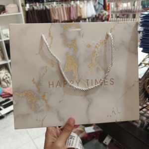 Paperbag Marble White Gold Ribbon/ M