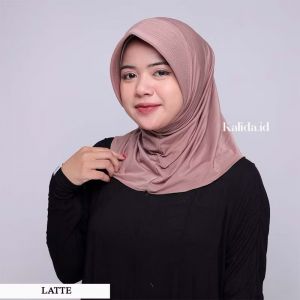 BERGO PET TEBAL / HIJAB INSTAN SPORT PET BESAR JERSEY SUPER /LATTE