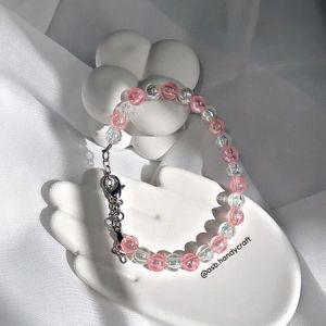 Gelang Manik Premium PinkSilv Kombain