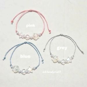 Gelang Tali Nylon Smooth Mote Mix Korean Beads Bracalate Premium - Grey