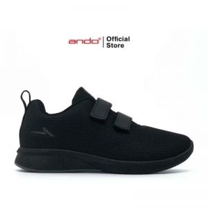 Ando Sepatu Sekolah Anak Hitam Polos Perekat/ 29
