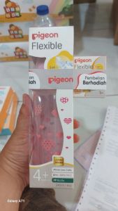 Botol pigeon clear pink free 1 nipple