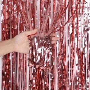 Tirai Foil Ulang Tahun - Rose Gold Glossy