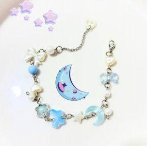 Gelang Manik Manik - Butterfly and Moon Blue