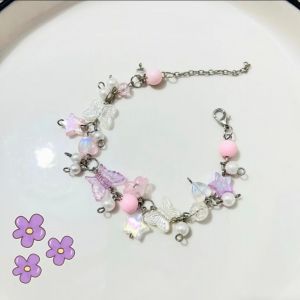 Gelang Manik Manik - Star and Butterfly Pink