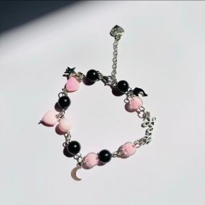 Gelang Manik Manik - Black Pink