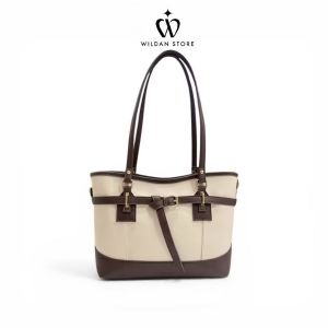 Totebag Tas Bahu - Putih Brown