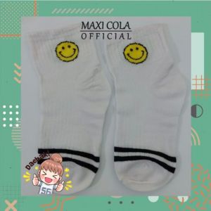Kaki Wanita Motif Emot Smile Fashion Korea - Putih