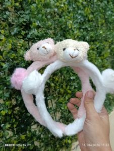 Bando Boneka Bear Pink & White