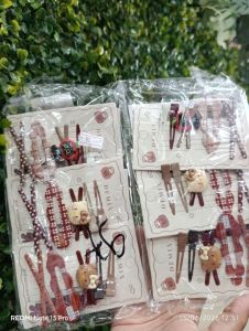 Jepit Rambut isi 5 - Hello Kitty Brown