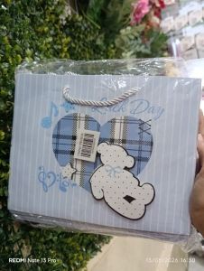 Paper Bag - Blue Love Beruang Timbul
