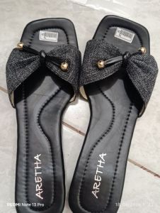 Aretha - Sendal Selop Pita Hitam Size - 38