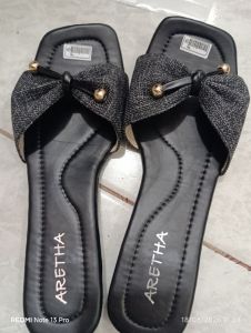 Aretha - Sendal Selop Pita Hitam Size - 39