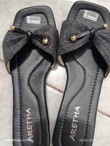 Aretha - Sendal Selop Pita Hitam Size - 40