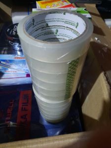 Lakban bening 1 inc core hijau gold tape