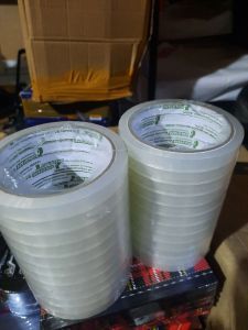 Lakban bening 1/2 inc core hijau gold tape