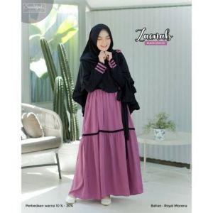 Gamis saimahijab zaenab black orchid M