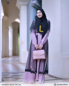 Gamis valdya gauri black pink mom L