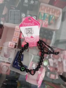 GELANG DEWASA TALI MOTE HURUF W/T HITAM UNGGU