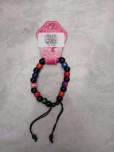 GELANG DEWASA TALI MOTE KAYU BULAT HITAM RAINBOW