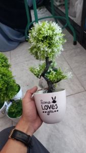 POHON BONSAI PLASTIK/ HIJAU PUTIH