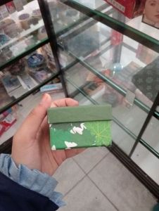 BOX KADO/ 6  6 CM/ MOTIF DAUN/ HIJAU