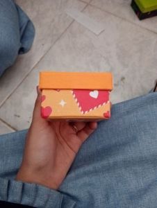 BOX KADO/ 6  6 CM/ MOTIF LOVE/ ORANGE