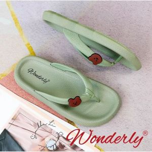  M2288 WONDERLY Sandal Jepit Wanita Sendal Jepit Boneka Sandal Jelly Beruang Variasi: Dws Bear - Green,38/39 (24.3 cm)