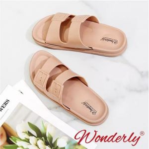  2062-WL2 WONDERLY Sendal Jelly Sandal Wanita Rumahan Sandal Selop Sandal Flatbed Sandal Tali 2 Sandal 2 Baris Sandal Birken Variasi: Mocca,36/37 (23.7cm)