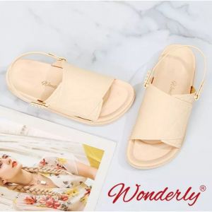 1962-A17 WONDERLY Sandal Slop Cewek / Sepatu Sandal Karet Wanita 2 in 1 / Sandal Wanita 2 in 1 Jelly / Sendal Wanita Wonderly / Sandal Selop Karet / Sandal Sepatu Karet Variasi: CREAM,40/41 (25.4CM)