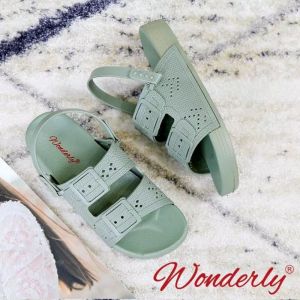  2027-5 WONDERLY Sandal Wanita 2 in 1 Jelly / Sendal Wanita Wonderly / Sandal Selop Karet / Sandal Tali 2 / Sandal Ban 2 / Sandal Ikat / Sandal Sepatu Karet Variasi: GREEN,36/37 (23.4CM)