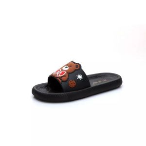  M2299 WONDERLY SANDAL SELOP WANITA JELLY  SENDAL SLOP JELLY l SENDAL KARET WANITA WONDERLY l SANDAL JELLY FLAT  SENDAL KARET SELOP LUCU  SANDAL KEKINIAN LUCU Variasi: Selop Bear - Black,36/37(23.1CM)