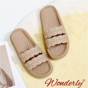  2209-2 WONDERLY Sandal Wanita / Sendal Wanita / Sandal Jelly Wanita / Sandal Selop / Sandal Tali / Sandal Kepang / Sandal Anyaman / Sandal Slide Wanita Variasi: Mocca,36/37 (23cm)