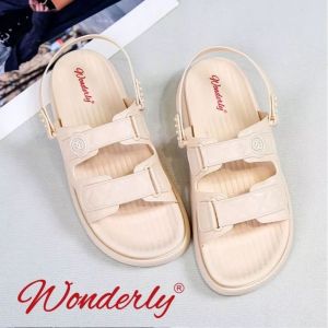  2000-1 WONDERLY Sandal Wanita Tali 2 In 1 Jelly Sendal Karet Sendal Tali Sandal Flat Tali Sandal Slop Sandal Selop Karet Variasi: Cream,36/37 (23 cm)