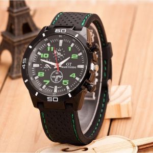  Jam Tangan Pria A0129 Jam Tangan Militer Kuarsa Silikon Variasi: hijau