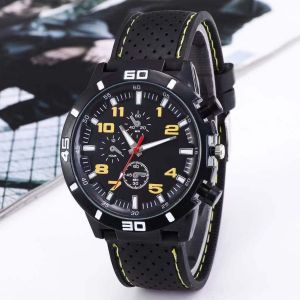  Jam Tangan Pria A0129 Jam Tangan Militer Kuarsa Silikon Variasi: kuning