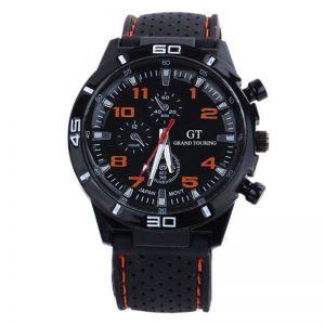  Jam Tangan Pria A0129 Jam Tangan Militer Kuarsa Silikon Variasi: jeruk