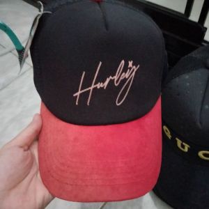Topi Hurley Hitam Merah 