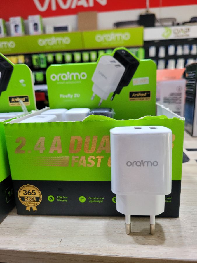 Adaptor/Oraimo Ocw-E67D/2USB/12W/Fast Charge
