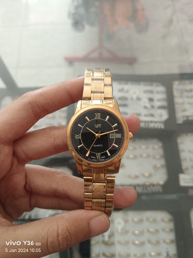 VR Quartz Jam Tangan Cewek Krepyak Gold