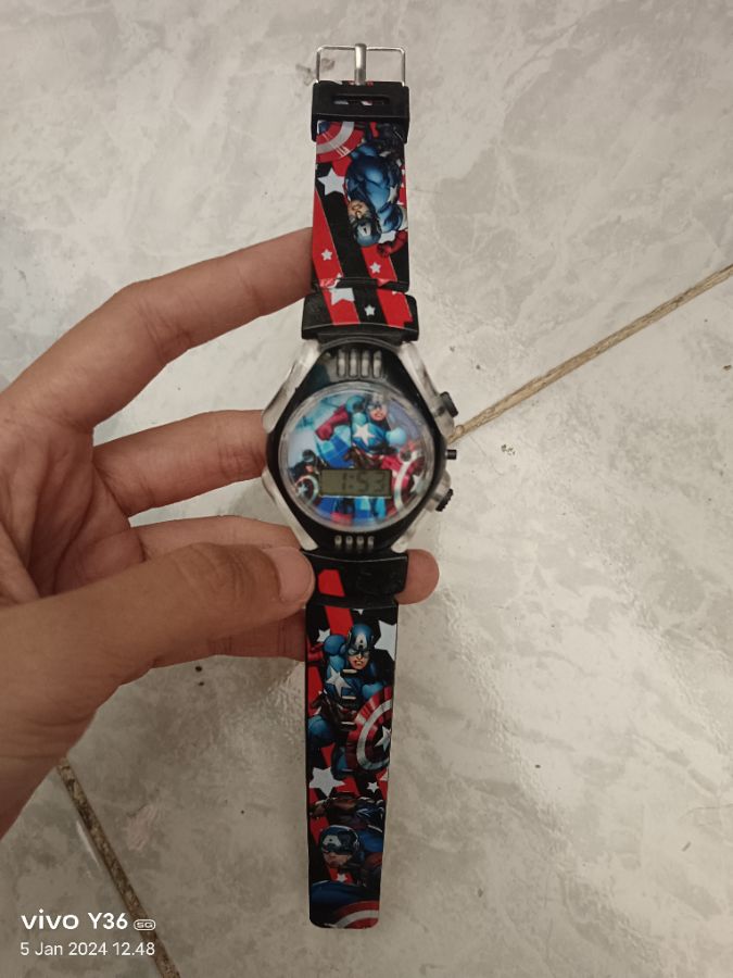 Capt America Led Jam Tangan Anak Black