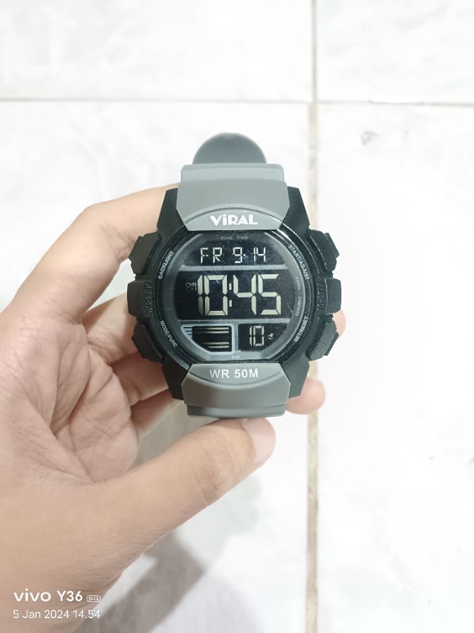 Viral Sport Jam Tangan Cowok Grey Black