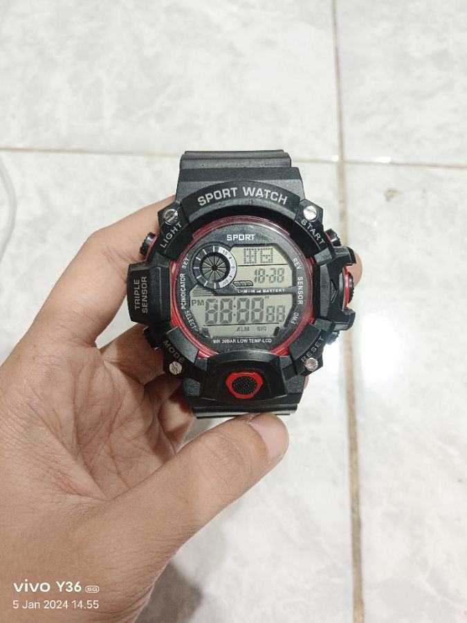 GS Sport Jam Tangan Cowok Black Red