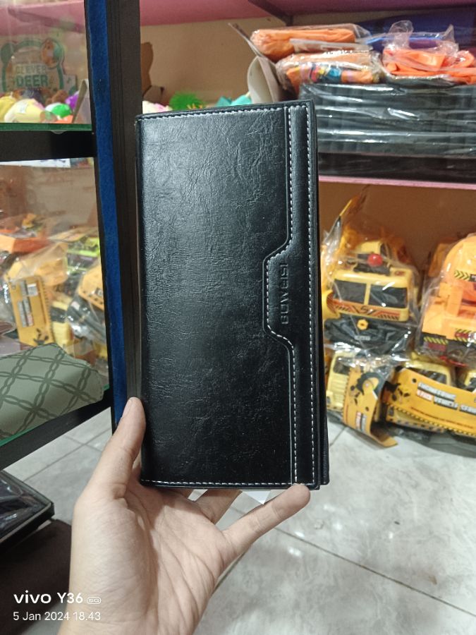 Boweisi Dompet Cowok Panjang Black