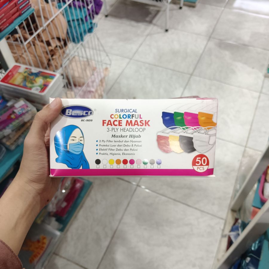 Besco Surgical Face Mask Box/Dewasa/50pcs/Hitam