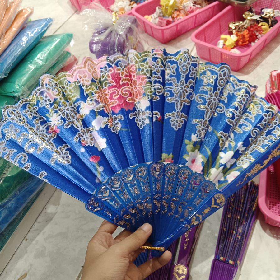 Kipas Lipat Gliter Navy