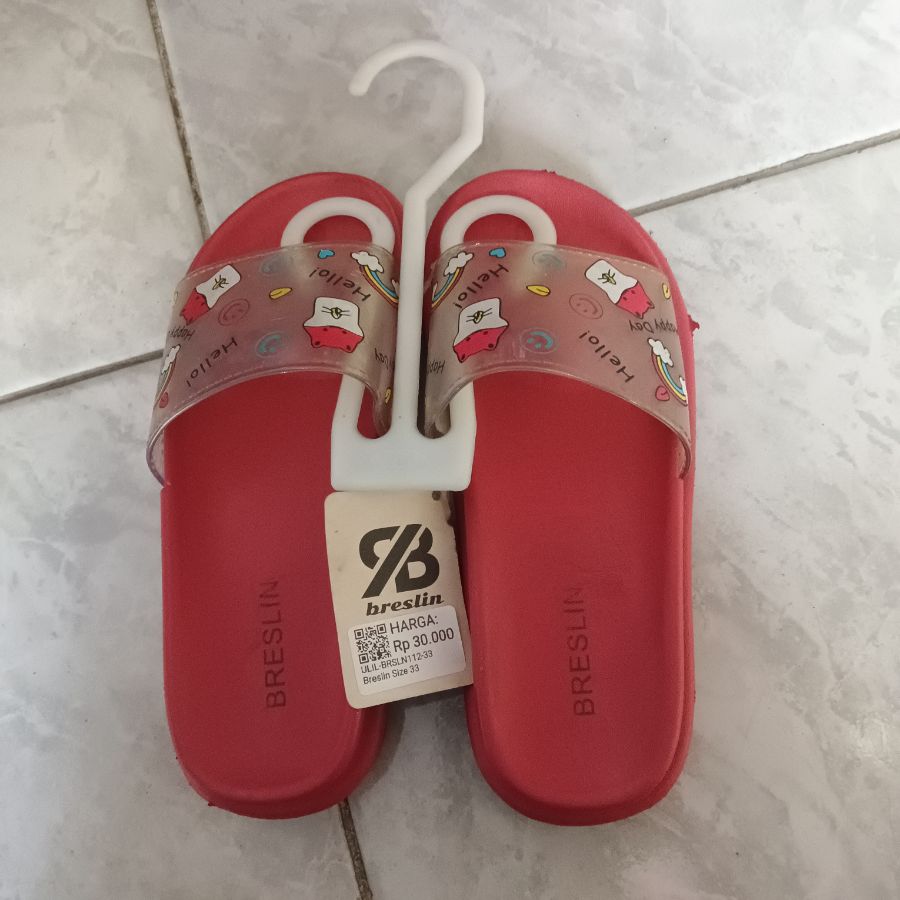 Sandal Anak Slop/Breslin Merah/Cewek/33
