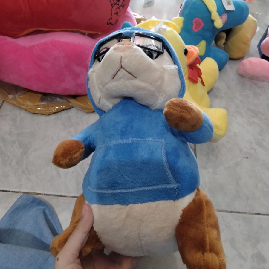 Boneka Tupai Hoodie Kacamata M