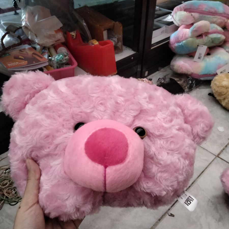 Tas selempang boneka pink