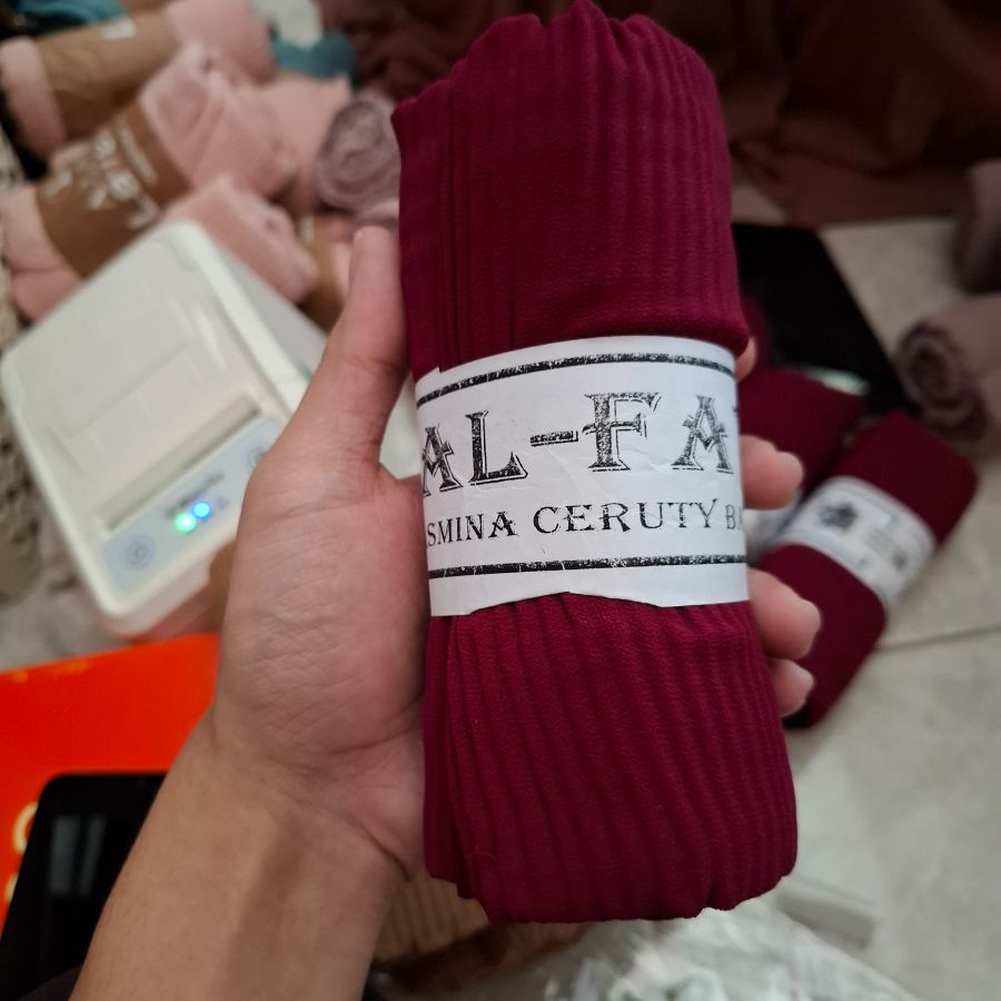 Al-Fatih Pashmina Plisket - Maroon